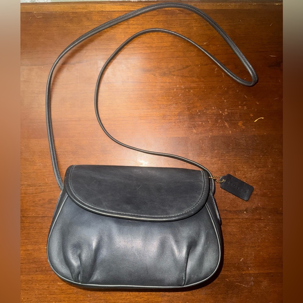 COACH Vintage Cafe Crossbody Bag Navy ish Blue/Black EUC